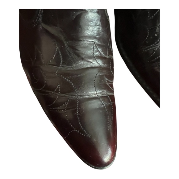 Acme Dark Wine Western Leather Ankle Boots. Size 8.5D. - Picture 5 of 7